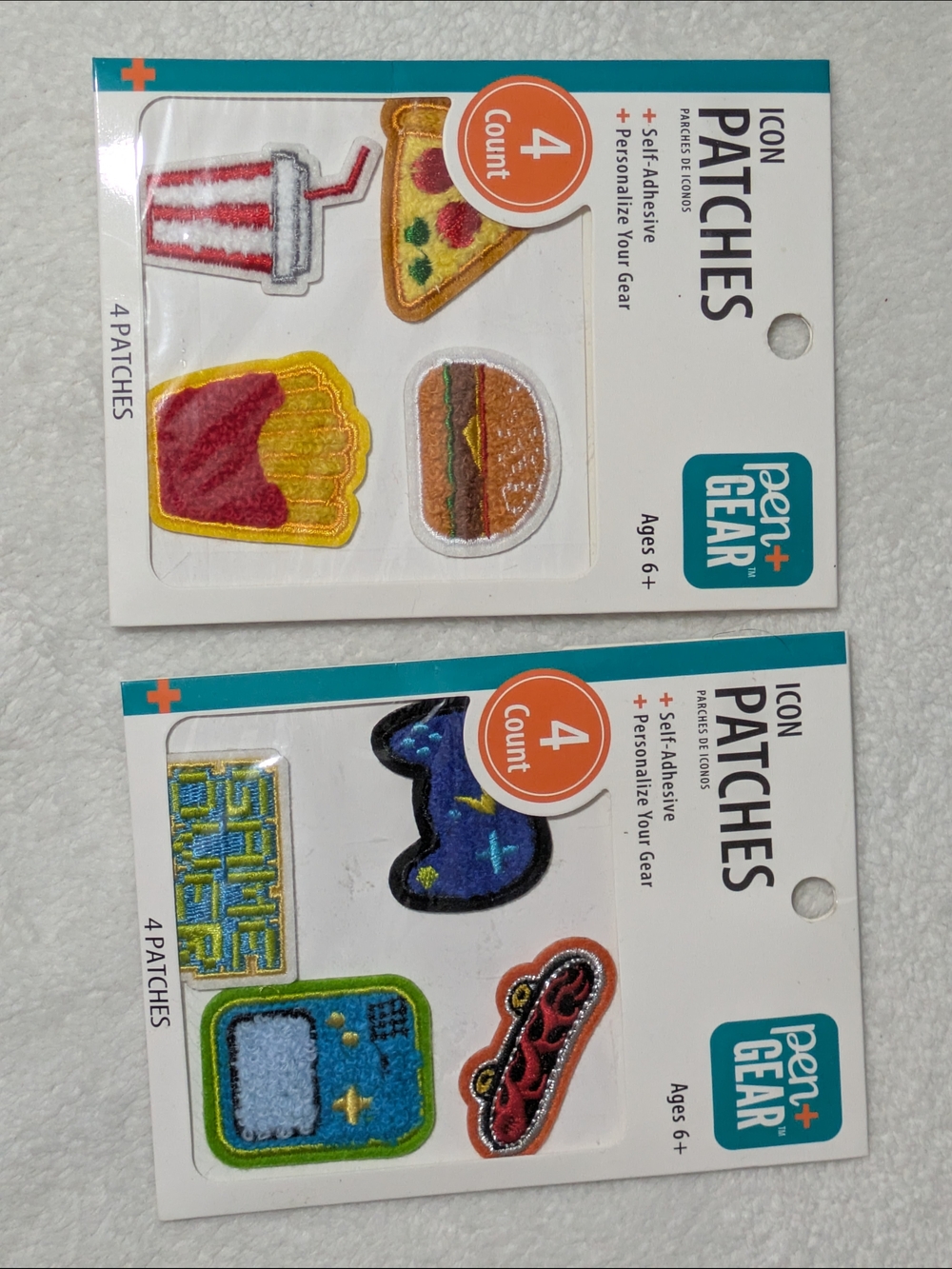 Pen+Gear Icon Patch Packs - Food & Gaming Designs (Set of 8)